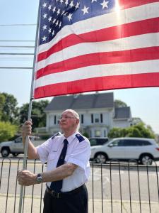 Corps Sergeant Major Stuart Downes of The Salvation Army Milford Corps  Preparing for the Fly the Flag Program