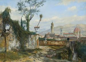 Oil on canvas by Henry Roderick Newman (American, 1843-1917), titled View of Florence (1877), signed and dated, 26 inches by 36 inches. Estimate: $40,000-$60,000