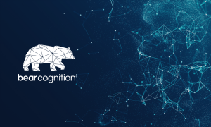Bear Cognition logo on data-centric background.