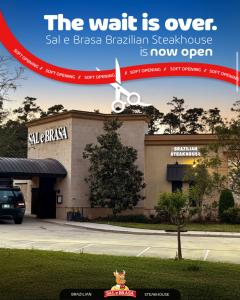 Sal e Brasa Opening and a photo of the building with new sign