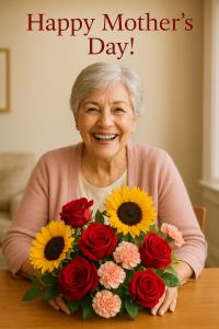 Sun City Flowers Mother's Day 2025 woman holding flowers