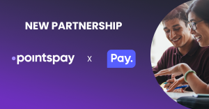 Pointspay and Pay logos on a purple background with the wording new partnership