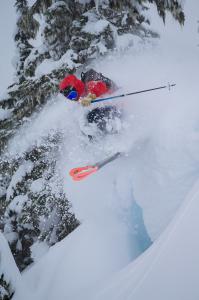 Chad Sayers enjoying the Powder at Northern Escape Heli Skiing