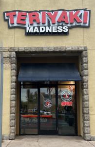 Photo of a store front for Teriyaki Madness in Sunnyvale featuring glass door entrance to building