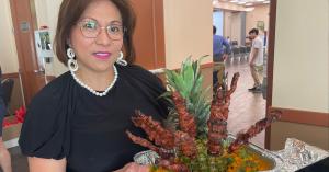 Chef Jen McCray with her Filipino BBQ entry