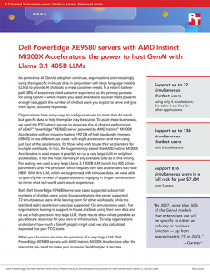 Image of first page of document with the title: Dell PowerEdge XE9680 servers with AMD Instinct MI300X Accelerators: the power to host GenAI with Llama 3.1 405B LLMs