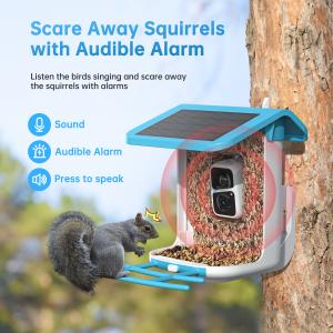 B300 SMONET best hummingbird feeder with camera - scare away squirrels with audible alarm