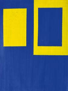 Acrylic on paper by Mary Heilmann (American, b. 1940), titled Abstract Blue and Yellow (1976), signed and dated, 29 inches by 22 inches. Estimate: $30,000-$50,000. Sold for $56,250.