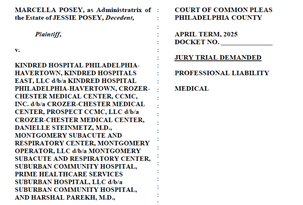 Marcella Posey, as Administratix of the estate of Jessie Posey, Decedent
