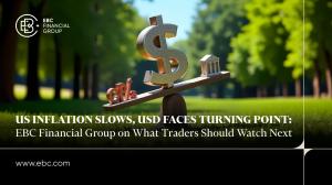 A dollar sign balances on a seesaw between Fed Reserve building and 'CPI', symbolising uncertainty over U.S. inflation, interest rates, and market direction – EBC