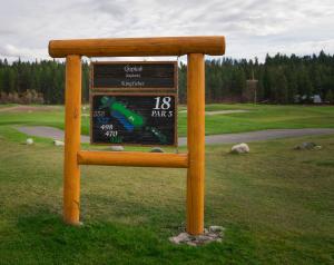 In photo: 18th hole at the St. Eugene Golf Course, with its Ktunaxa name, Q̓apkaǂ (pronounced kapkath)