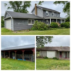 3 BR/2 BA home with a large attached 2 car garage on 5.5 +/- acres, 2 barns, shop w/shed-off, 2 chicken coops, partially fencing, and a creek and an adjacent 6.3 +/- acre land parcel with partial fencing, road frontage, and a creek