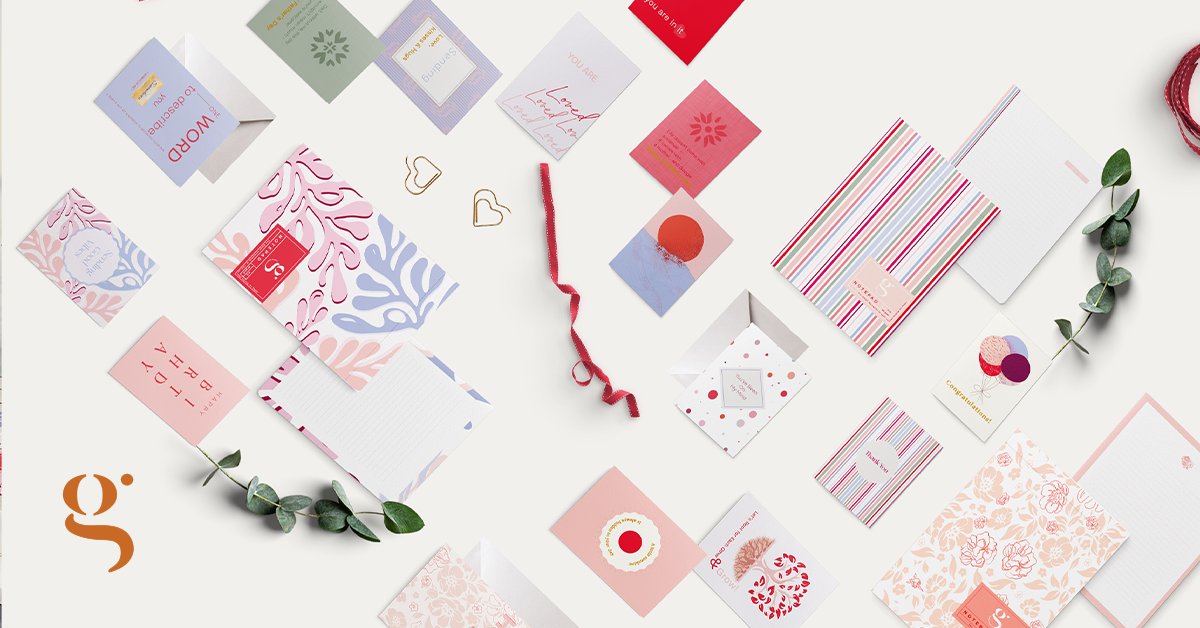 A seasonal flatlay from Glimmery Moments’ Slow Summer collection — featuring greeting cards, writing sets, and giftable paper goods designed to inspire offline rituals and “slow dopamine” moments.