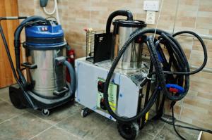 A professional vacuum cleaner and water damage restoration equipment.