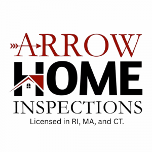 arrow home inspections in red and black on white background