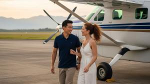 A couple enjoying an empty-leg through SSP CLUB's Sky Scout
