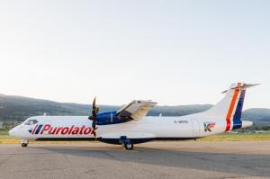 The ATR 72-500F features a custom livery painted at KF's Kelowna facility.
