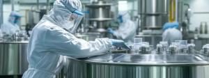 A Jiuzhou Pharma employee loads samples into equipment.