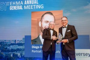 Ezio A. Indiani, Italian National Delegate and General Manager of Hotel Principe di Savoia, Milan, on behalf of Mr Diego Roggero and Christoph Steindorf, Business Development Leader Diversey Europe.