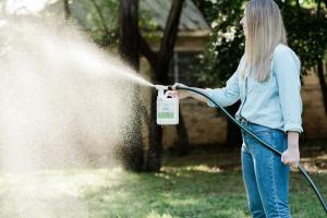 A photo of Wondercide Yard Spray which is powered by steam-distilled, natural essential  oils which are safe for people, pets and pollinators when used as directed.  More plant-powered favorites include Wondercide sprays for pets and families, plus Flea &