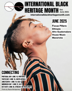 Hipster black person with cool hairstyle (dreads) eyes closed looking up
