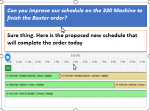 RotoEdge Pro-AI Query - Please reschedule the 330 Machine to finish this specific order.