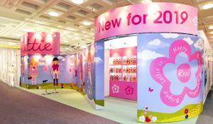 Pink exhibition stand at Toy Fair