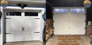 Before and after photo of an insulated garage door replacement project by Neighborhood Garage Door of Rockville for a homeowner in Bethesda, MD.