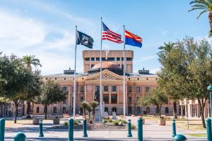 Front view of the Arizona State Capitol Building in Phoenix, representing legislative progress in expanding access to regulated services across the state.