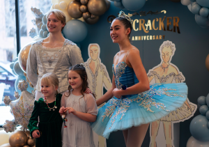 Promotion for Ballet West’s Nutcracker Magic VIP tickets, featuring a children’s event with crafts, treats, live entertainment, and surprise character visits, plus admission to The Nutcracker matinee performance.