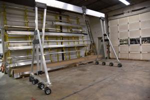 6600R aluminum gantry crane with 3 tonne pneumatic casters from eme, designed for full load mobility on uneven or outdoor surfaces.