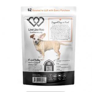 The back of a Farm to Pet Live Like Roo Turkey Chips bag