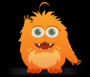 Orange furry monster waving