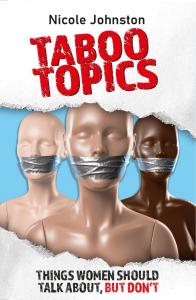 Book Cover showing 3 different female mannequins with various skin tones with duct tape over their mouths
