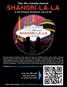 Poster for the Show Shangri-La-La at the Arlington Drafthouse in Arlington, Virginia.