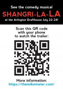 QR to watch the trailer of the comedy musical Shangri-La-La.