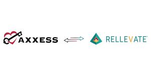 Axxess and Rellevate logos with arrows in between, symbolizing their partnership.