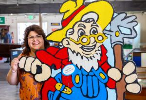 Santa Clara CountSalene Duarte stands behind one of the fair mascots from the mid-80’s. Photo courtesy of Karl Mondon, Bay Area News Group