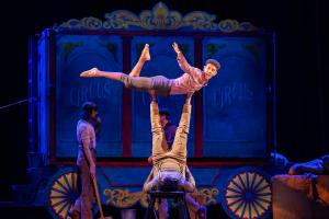 The performers of Circus 1903 captivate the audience with breathtaking acts, blending classic circus artistry and modern theatrical flair during their final Jeddah show