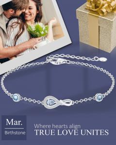 Product infographics for Amazon created for a jewelry bracelet showing the stone related to the month of March