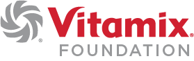 Vitamix Foundation Logo with red text on the top "Vitamix" and gray in the bottom "foundation" with a blender icon to the left