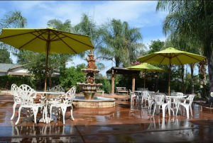 Back yard of Glory Days Assisted Living in Visalia