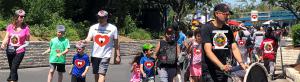 Families with children wearing support of Hope
