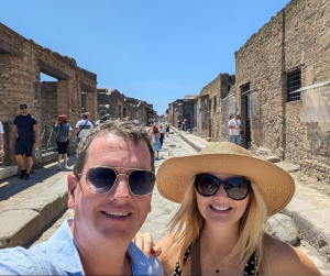 Caroline Hope Light with her fiancé Greg on a recent trip throughout the Mediterranean.