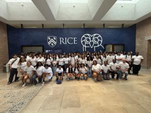 Student of the Texas Leadership Consortium Summer Youth Program in the Sewell Hall Welcome Center at Rice University
