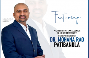 Dr. Mohana Rao Patibandla standing confidently in a formal suit, featured in Insights Success magazine under the title “Pioneering Excellence in Neurosurgery: The Inspiring Story of Dr. Mohana Rao Patibandla.”
