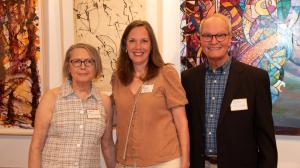 Phillips’ Mill President Jane Ford-Hutchinson picutured with Mandy Mundy and Peter Van Dine from the Bucks County Foundation
