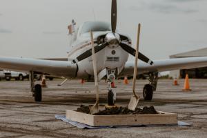 Two shovels in the ground for Summit Flight Academy Hangar Groundbreaking Ceremony at Lee's Summit Airport