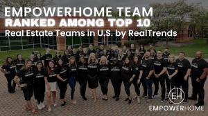EmpowerHome logo with text overlay showing Top 10 Real Estate Mega Team ranking by RealTrends and Tom Ferry 2025