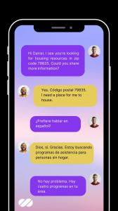 Screenshot of how the e.e.r.s.' multilingual chatbot works.